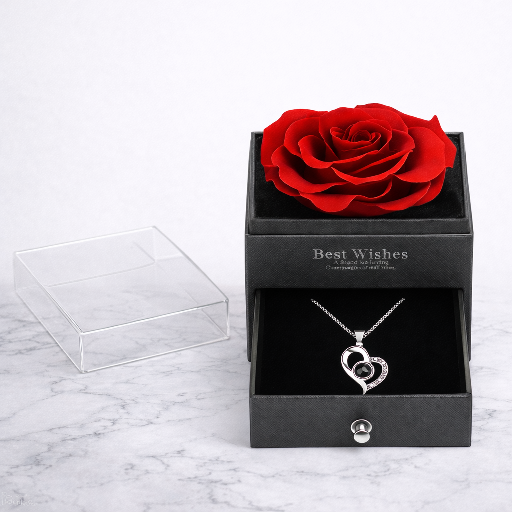 Geschenkbox mit Rose und Halskette