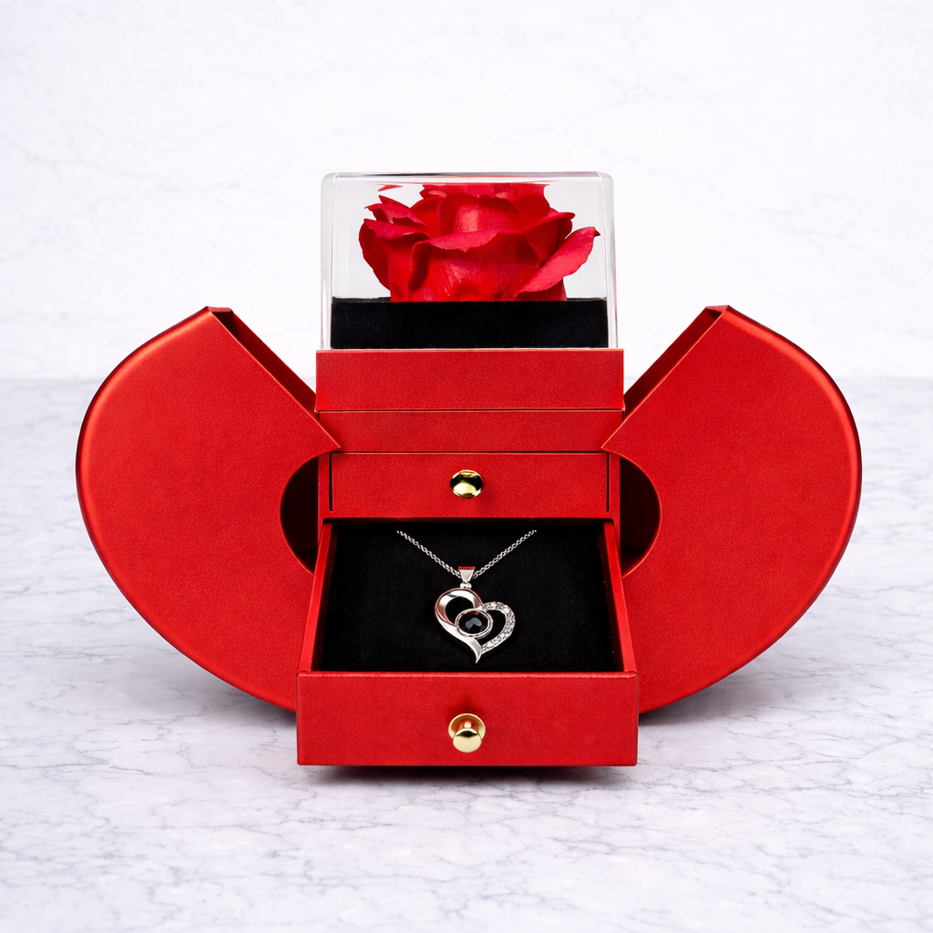 Geschenk - Rosenbox - Set mit Kette